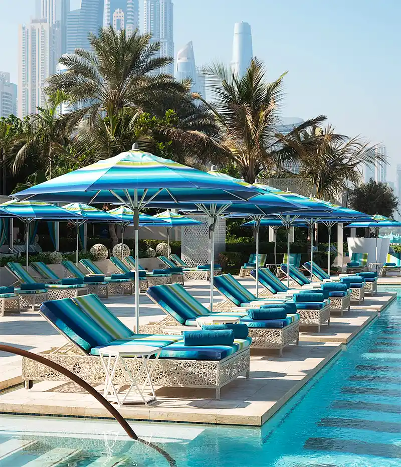 Book our Island Beds at Drift Beach Dubai Private Beach Club